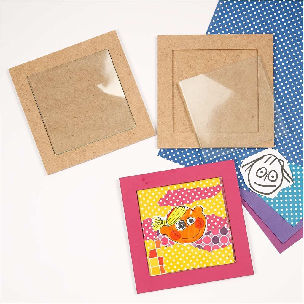 Creativ Company Untersetzer 23607 – 6er Set, 15 × 15 × 0,5 cm, MDF/Glas, Transparent