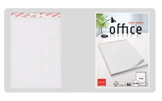 Elco Notizblock A6, kariert (4 mm), Klammerheftung, perforiert, 100 Blatt, 70 g/m² – weiss, 3er-Pack