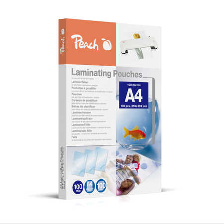Peach Laminierfolien A4, glänzend – 100 µm, 216 × 303 mm, 100 Stk.