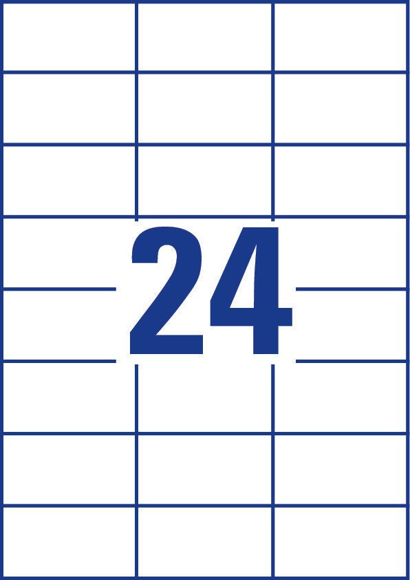 Avery Zweckform – Haftetiketten, 70 mm × 37 mm, weiss, Papier, permanent, 2400 Stk. (100 Blatt)