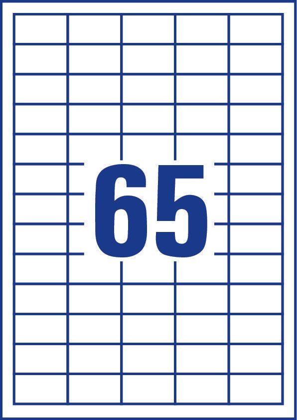 Avery Zweckform – Haftetiketten, 38 mm × 21 mm, weiss, Papier, permanent, 6500 Stk. (100 Blatt)