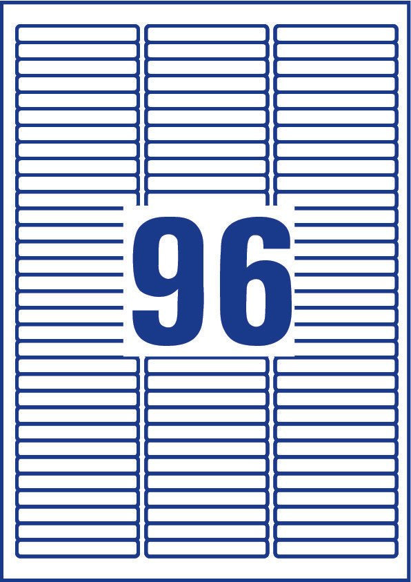 Avery L6022REV-25 – Etiketten A4 63,5 × 8,5 mm – Papier, weiss – wiederablösbar – 96/Blatt, 25 Blätter