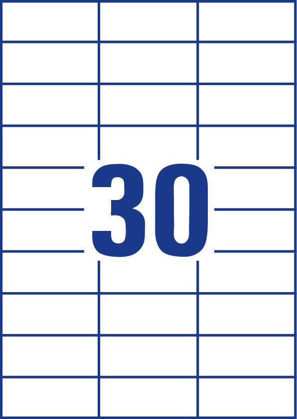 Avery Druckeretiketten, 70 mm × 30 mm, weiss, Papier, permanent, 100 Blatt (3000 Etiketten)