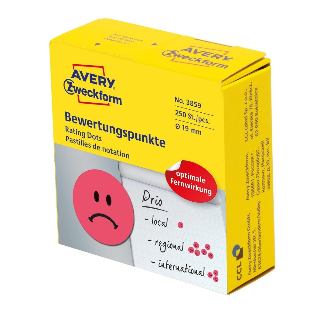 Avery Schmucketiketten – Motiv Gesicht negativ – Papier, Ø 19 mm, 250 Stk