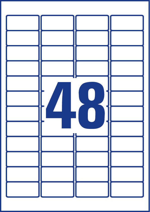 Avery Drucketiketten, 46 mm × 21 mm, weiss, Papier, wiederablösbar, 30 Blätter (1'440 Etiketten)