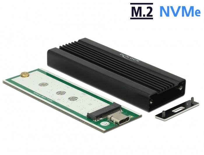 DeLOCK 42600 – 1-Bay M.2 Gehäuse – USB 3.2 Gen 2 (10 Gbit/s), NVMe, für M.2 2230/2242/2260/2280 (Key M)