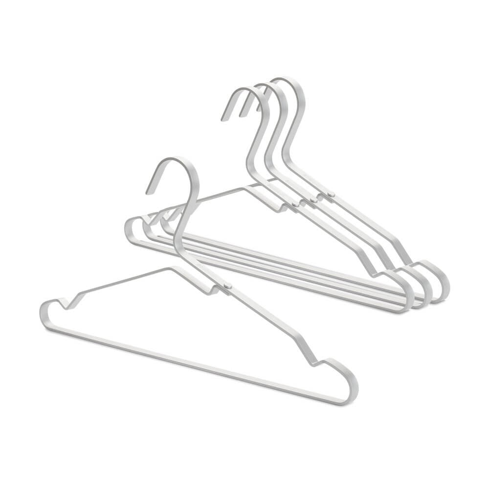 Brabantia Kleiderbügel 4er Set – Aluminium – Weiss – 11 × 208 × 422 mm
