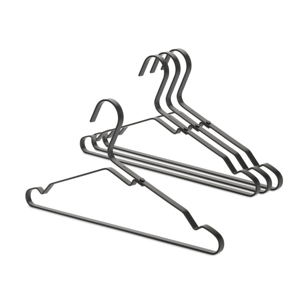 Brabantia Kleiderbügel 4er Set – Aluminium – Schwarz – 11 × 208 × 422 mm