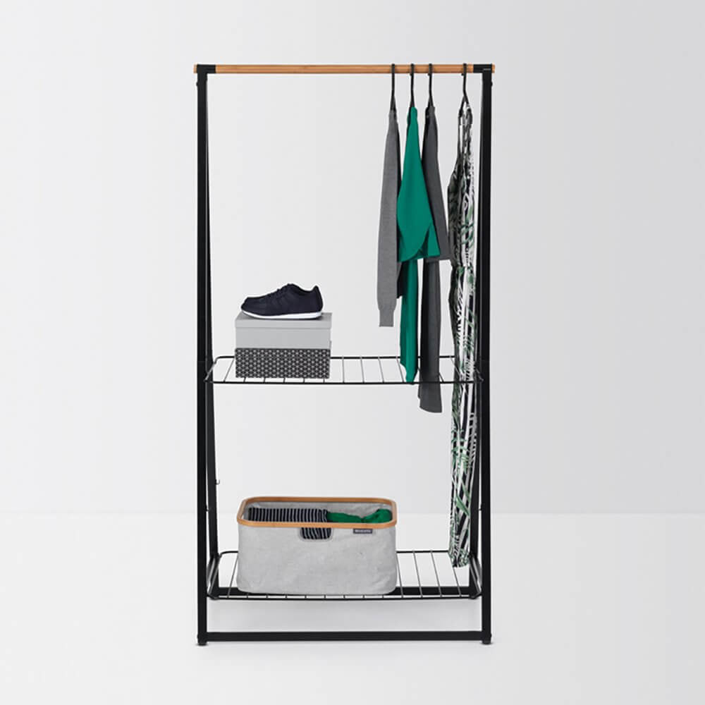 Brabantia Garderobenständer – Metall/Bambus – Schwarz – 1'900 mm