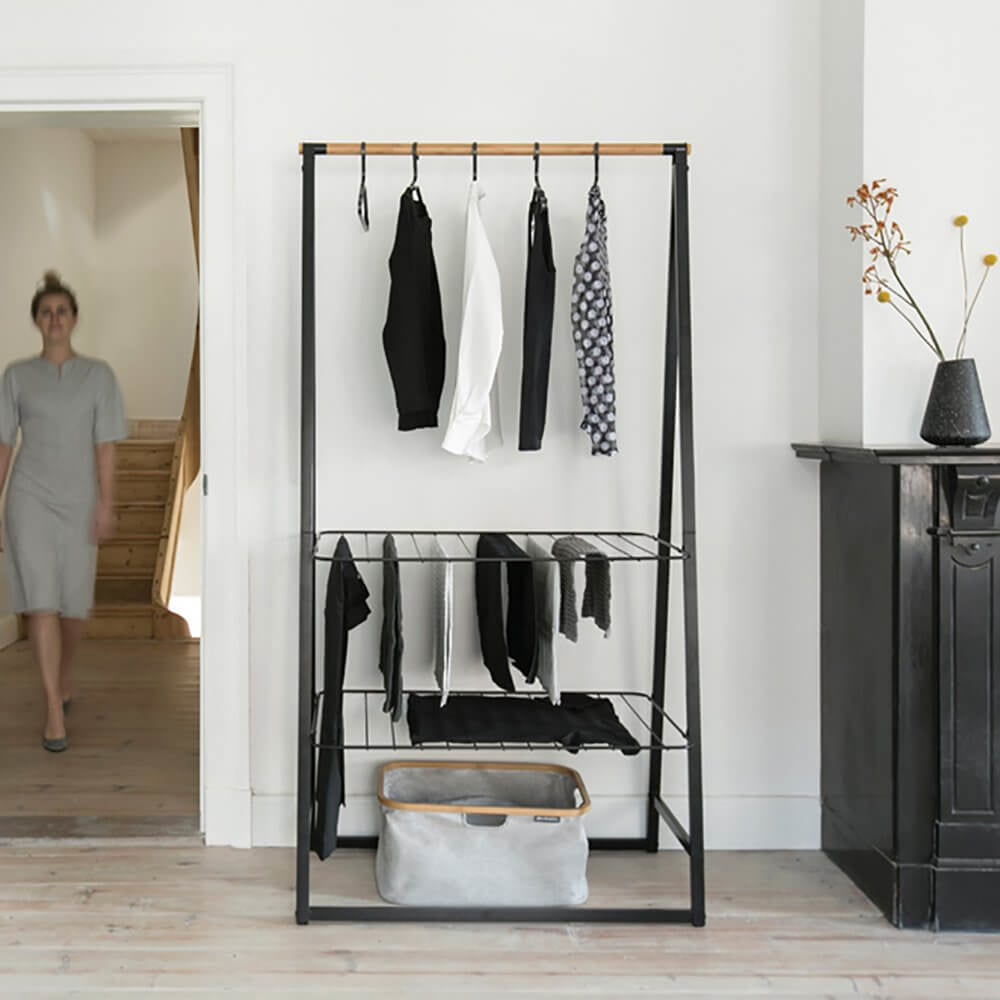 Brabantia Garderobenständer – Metall/Bambus – Schwarz – 1'900 mm