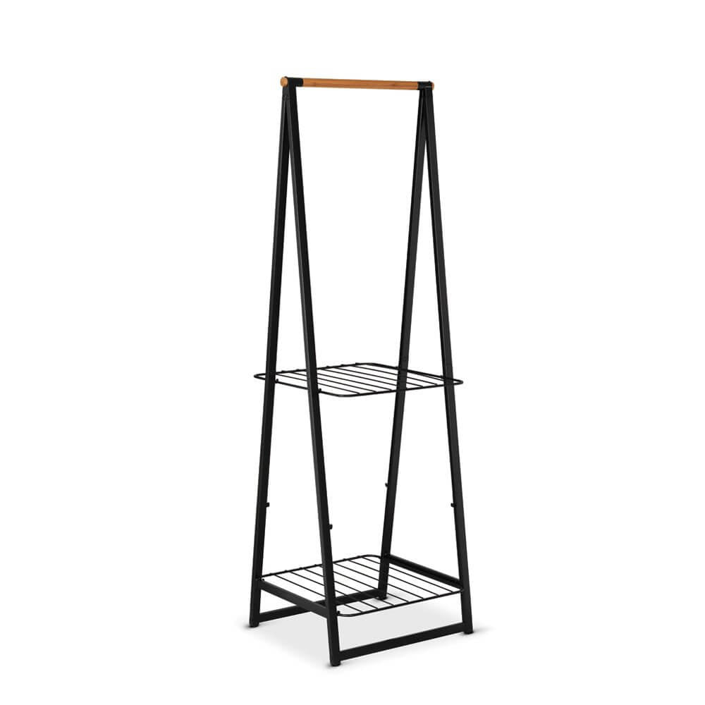 Brabantia Garderobenständer – Stahl/Bambus, Schwarz, 60 × 57 × 190 cm