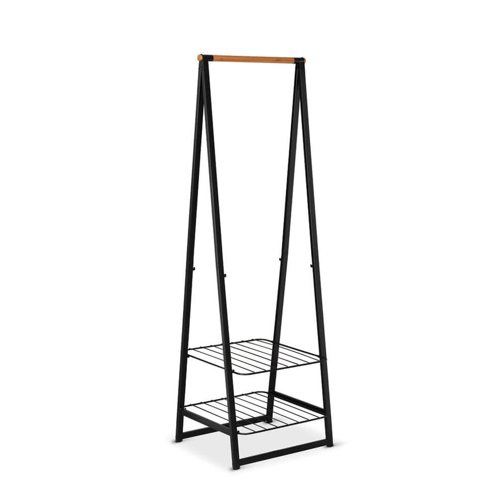 Brabantia Garderobenständer – Stahl/Bambus, Schwarz, 60 × 57 × 190 cm