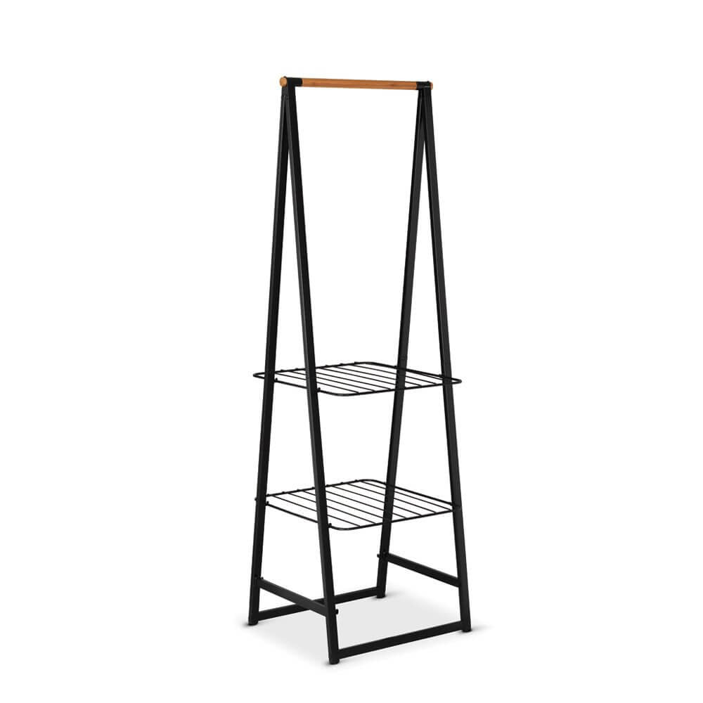 Brabantia Garderobenständer – Stahl/Bambus, Schwarz, 60 × 57 × 190 cm