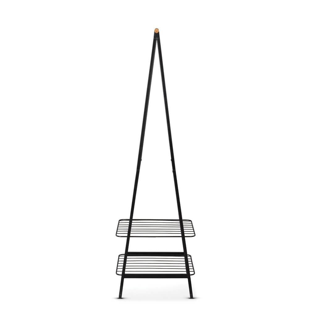 Brabantia Garderobenständer – Stahl/Bambus, Schwarz, 60 × 57 × 190 cm