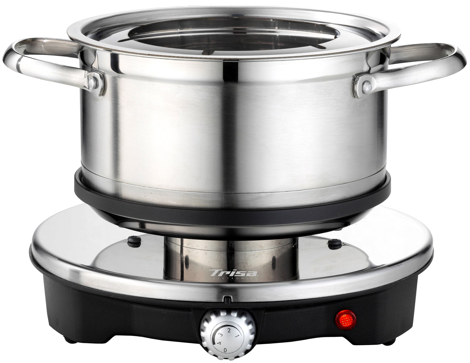 Trisa Fondue-Set Vario Inox – Edelstahl, 2 l, 6 Personen – Silber/Schwarz