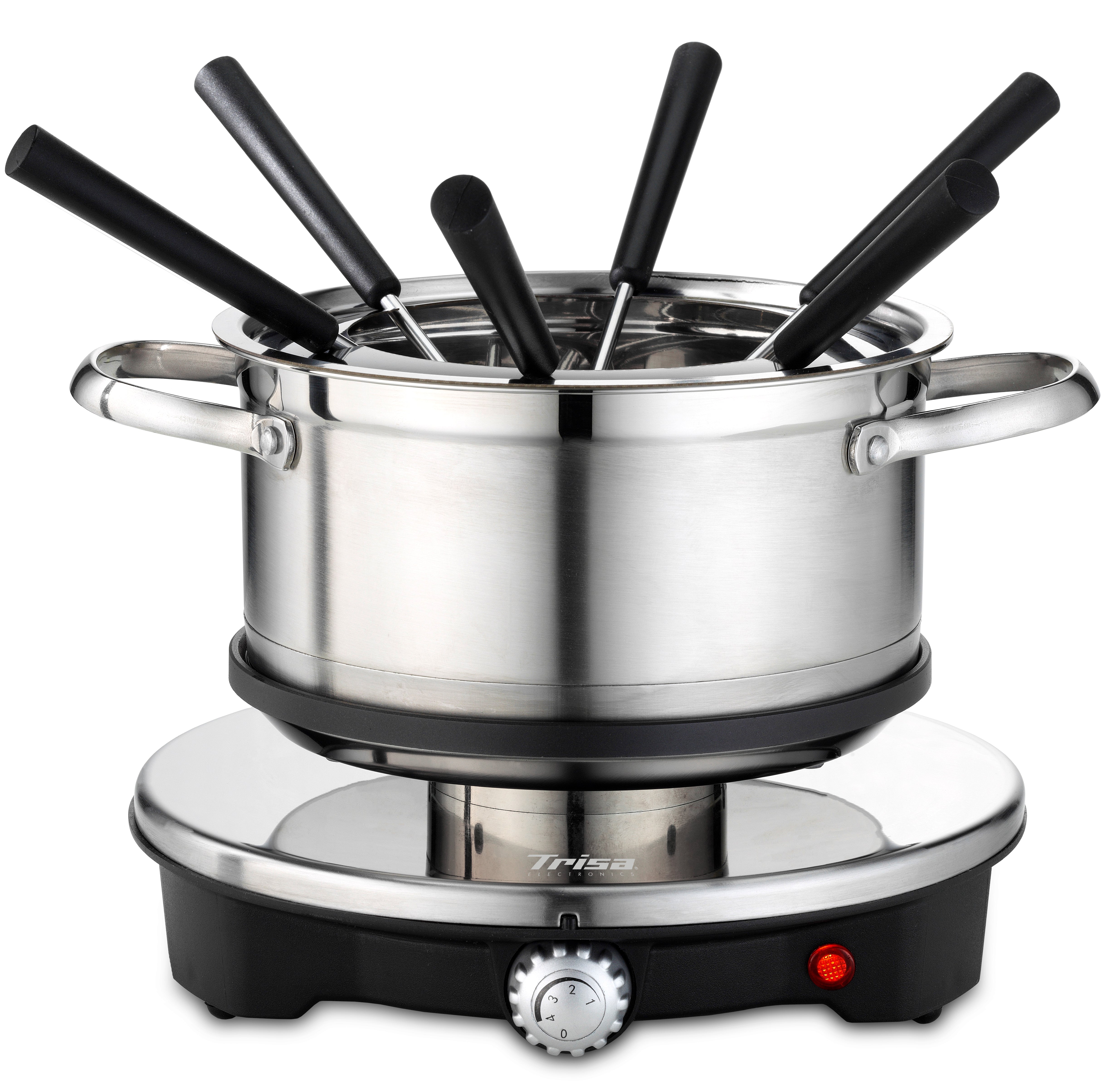 Trisa Fondue-Set Vario Inox – Edelstahl, 2 l, 6 Personen – Silber/Schwarz