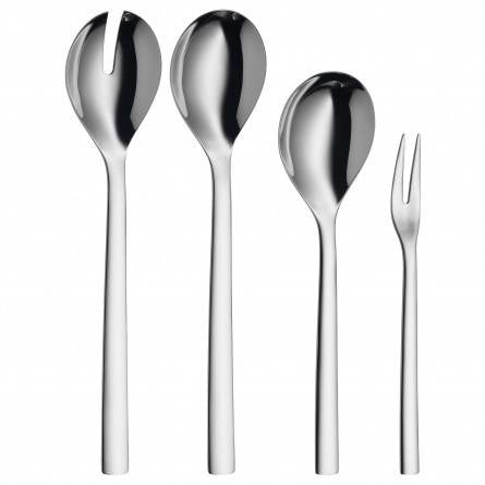 WMF Nuova Salatbesteck – 4-teilig, 20 cm, Cromargan, spülmaschinenfest