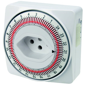 Steffen Mechanische Zeitschaltuhr (DIN-Schiene) – Tages-Timer, 24 h, IP20, 230 V, 15 min – Weiss – 1204486