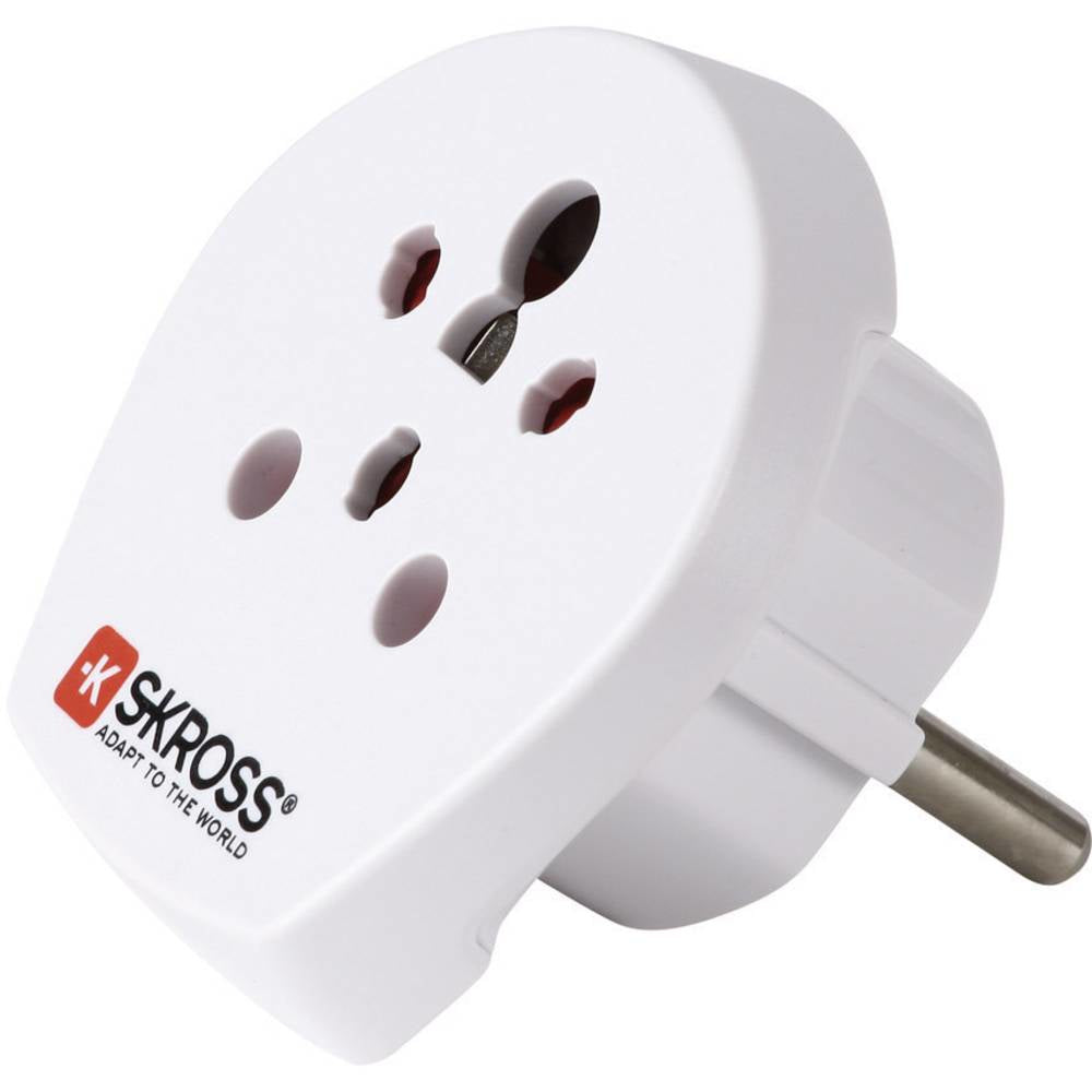 Skross Reiseadapter – Indien/Israel/Dänemark zu Europa – geerdet – weiss – Kunststoff