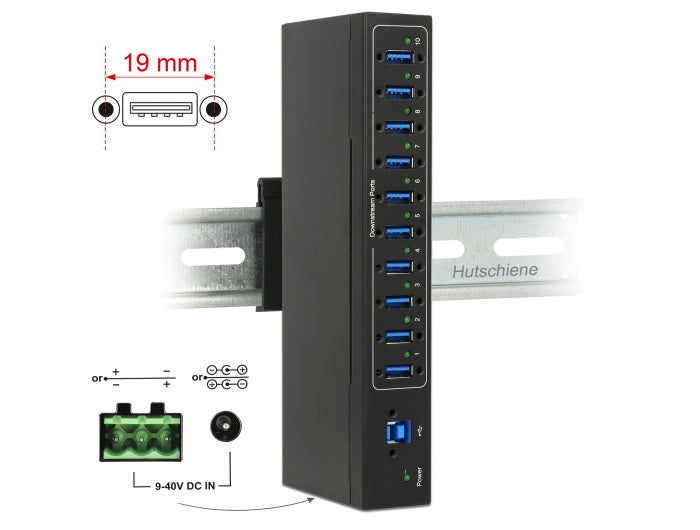 DeLOCK 63919 USB-Hub – USB-B, 10× USB-A, für Windows/Mac/Linux