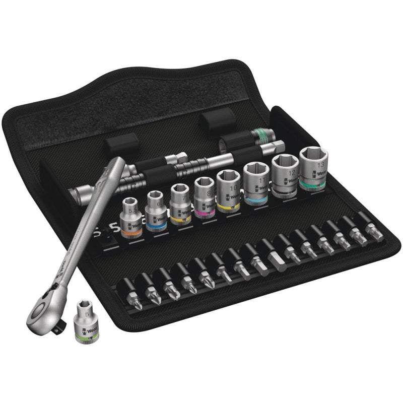 Wera Zyklop – Knarrensatz 1/4", 28-teilig, mit Ratsche, 5,5/6/7… mm, Box, 8100 SA 8