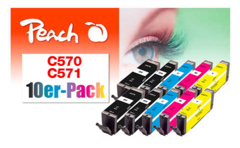 Peach Tintenpatronen-Multipack PGI-570/CLI-571 Multi10P, 10er-Pack, kompatibel – für Canon MG 5700 Serie