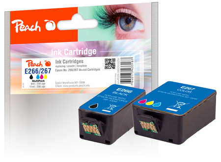 Peach 266/267 Tintenpatronen-Multipack, Schwarz/Dreifarbig (Kompatibel) – für Epson WorkForce WF-100 W