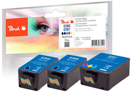 Peach No 266/267 MP+ Tintenpatronen-Multipack, Schwarz/Dreifarbig (Kompatibel) – für Epson WorkForce WF-100 W