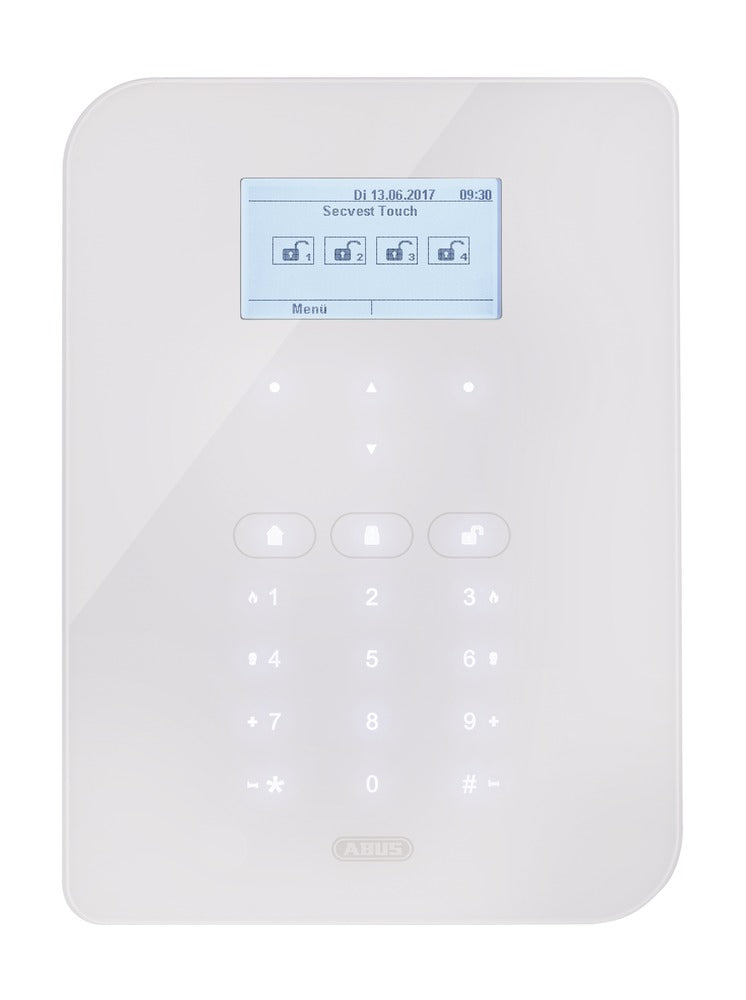 ABUS Secvest FUAA50500 Touch – Sensor-Hub/Pod, Funk 868,66 MHz, Touch-Steuerung – Weiss, für Secvest-System