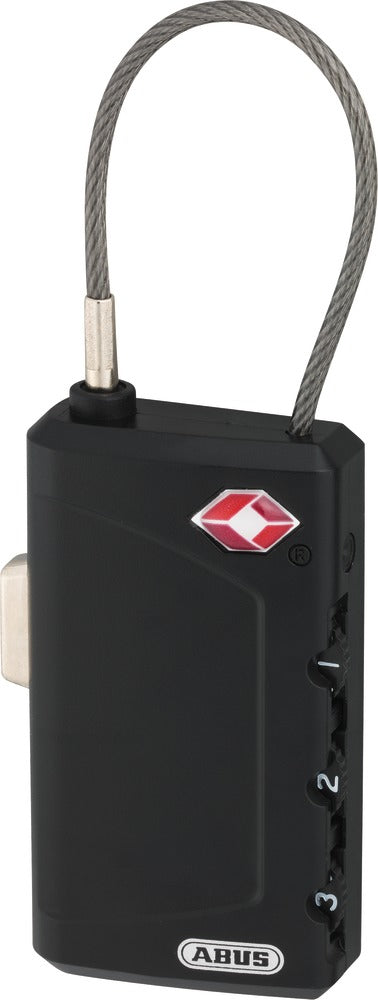 ABUS Gepäckschloss, Zahlenschloss – für Koffer – Bügelhöhe 40 mm – Schwarz, Kunststoff – 148TSA/30 B