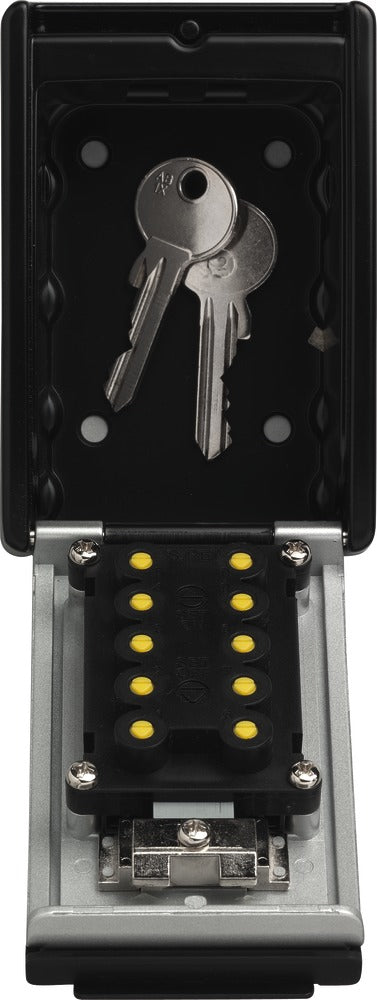 ABUS Schlüsseldepot KeyGarage 767, Zahlenschloss, Stahlblech, schwarz – B 84 × H 120 × T 47 mm