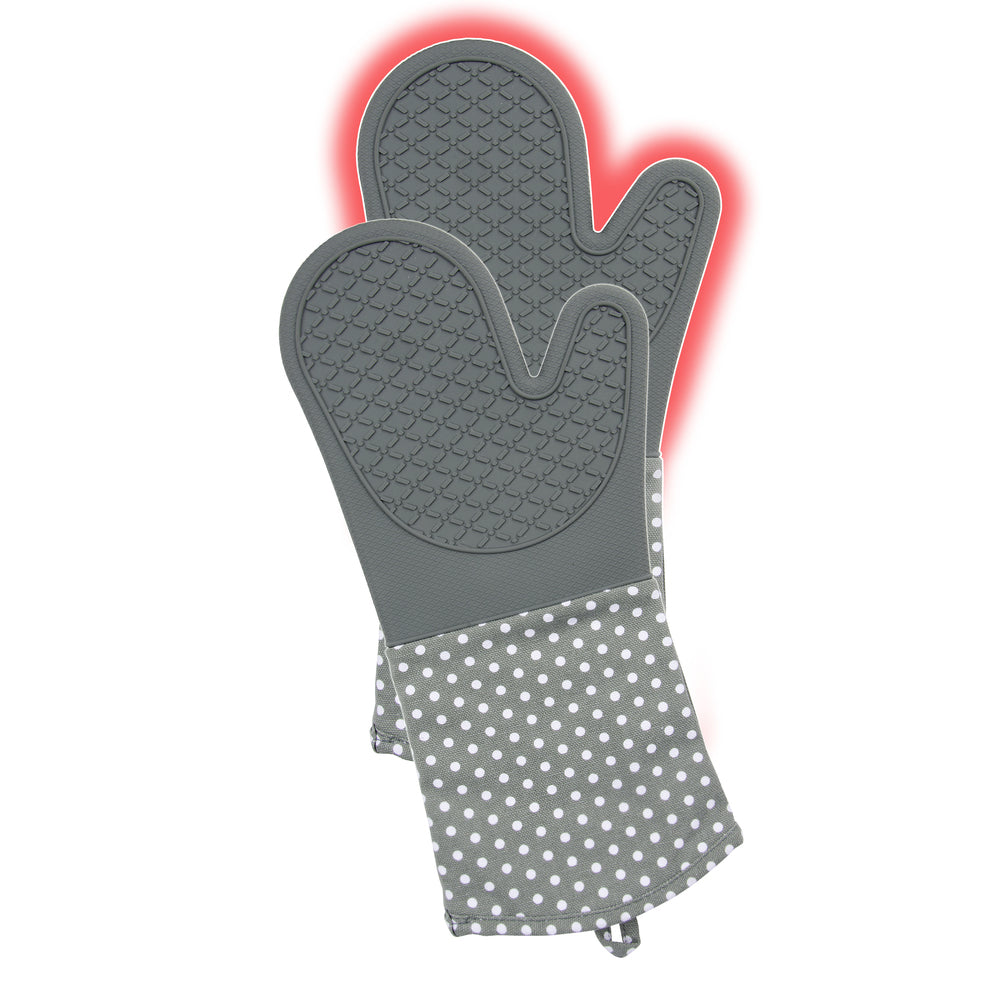 Wenko – Topfhandschuhe 18,5 × 37,5 cm, Baumwolle/Silikon, rutschfest, 2er-Set, Grau