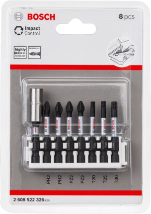 Bosch Bohr- & Bit-Set PH2, PZ2, T20, T25, T30 Stahl 1/4" (6,35 mm) – mit Bithalter