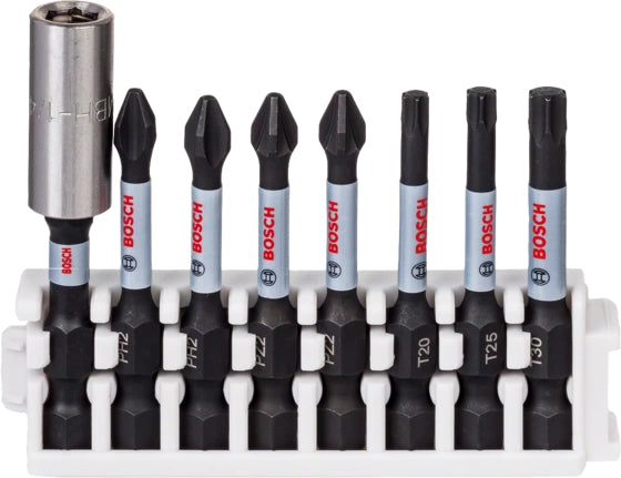 Bosch Bohr- & Bit-Set PH2, PZ2, T20, T25, T30 Stahl 1/4" (6,35 mm) – mit Bithalter