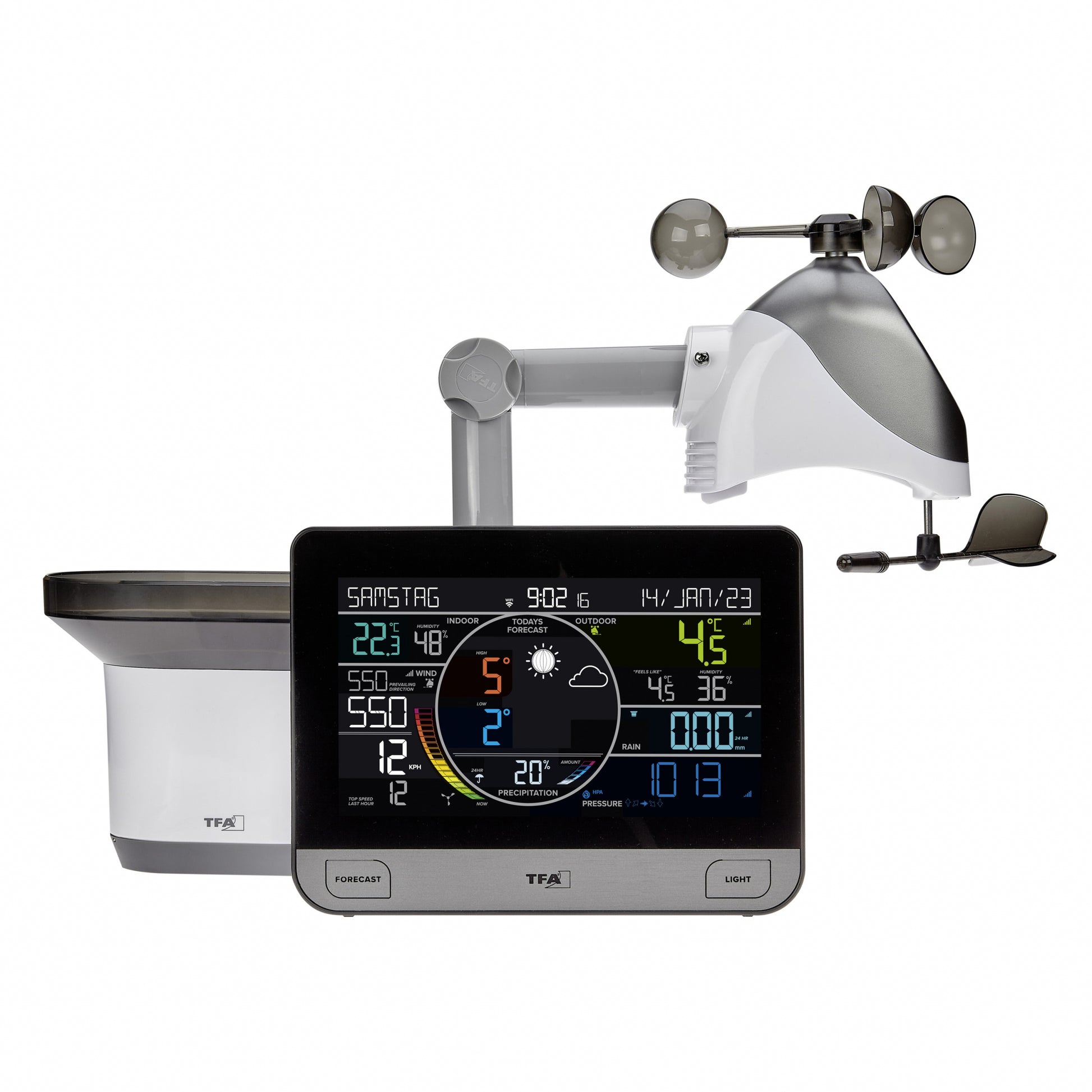 TFA-Dostmann VIEW PRO Sensor-Gateway/Monitor – WLAN, −40–60 °C, 10–99 %, Innen/Aussen