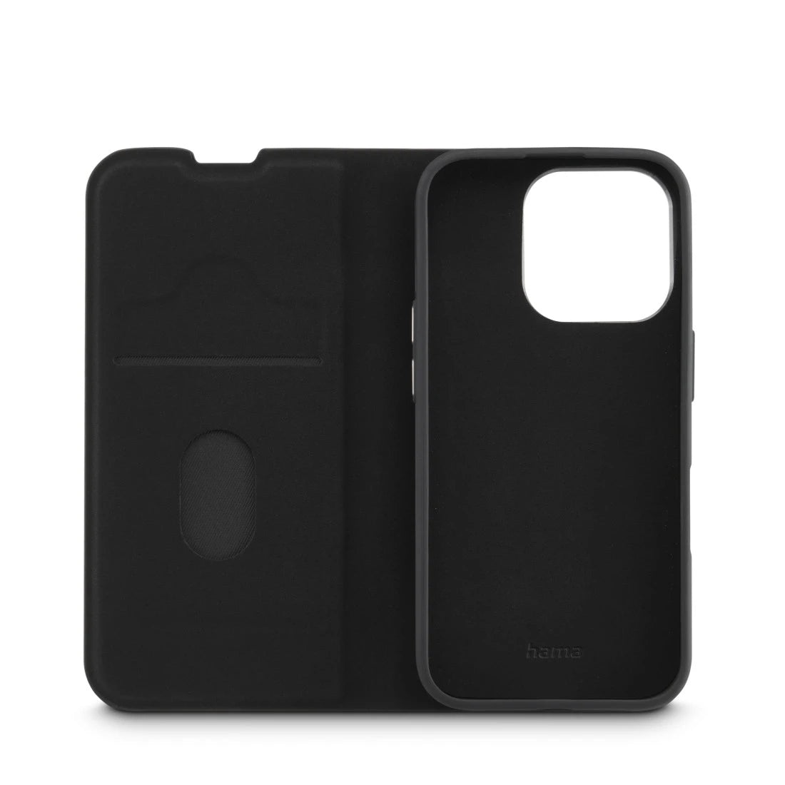 Hama Booklet-Hülle Eco Premium – für Apple iPhone 16 – schwarz – Kunstleder, mit Kartenfach