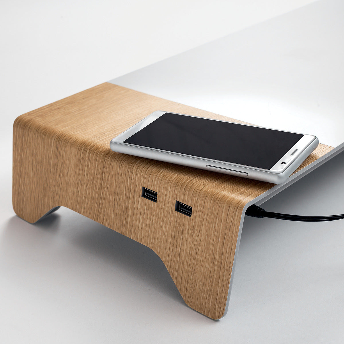 Sigel Smartstyle – Monitorhalterung, 5 kg, Induktionsladefunktion, USB-Anschlüsse, Silber