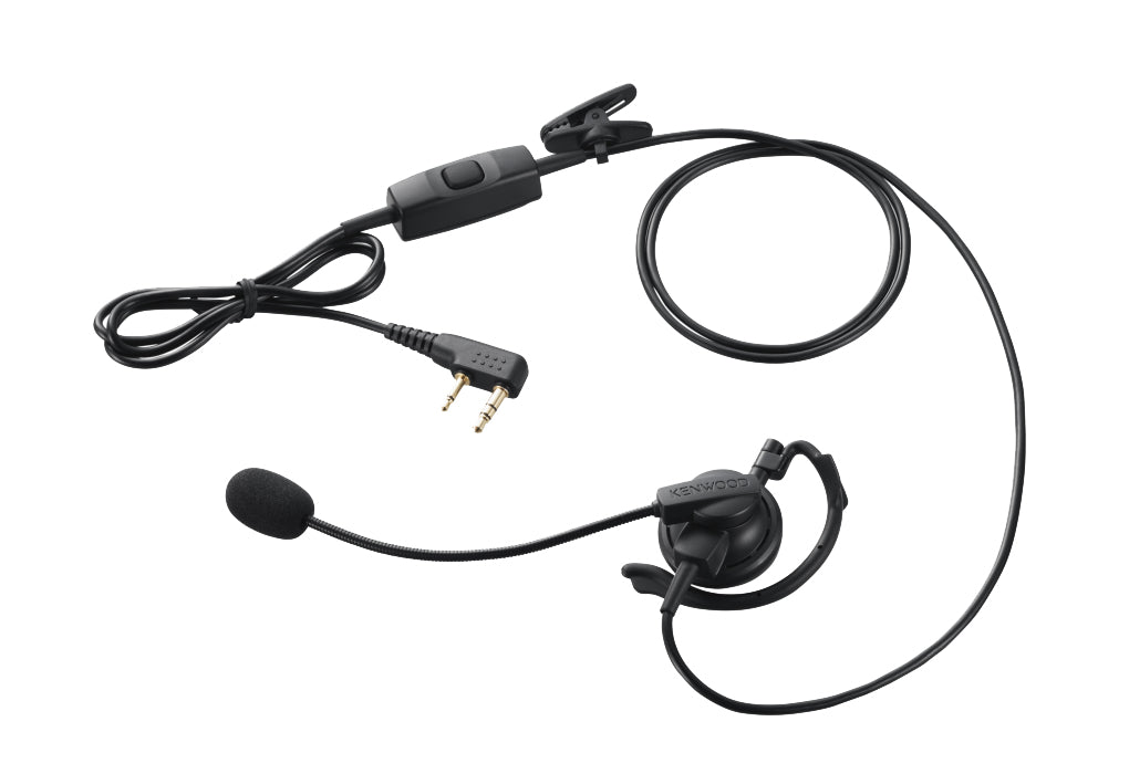 Kenwood KHS-35F – Schwanenhals-Mikrofon, Ohrbügel-Headset, kabelgebunden, PTT, 3,5 mm/2,5 mm, Schwarz, für TK-