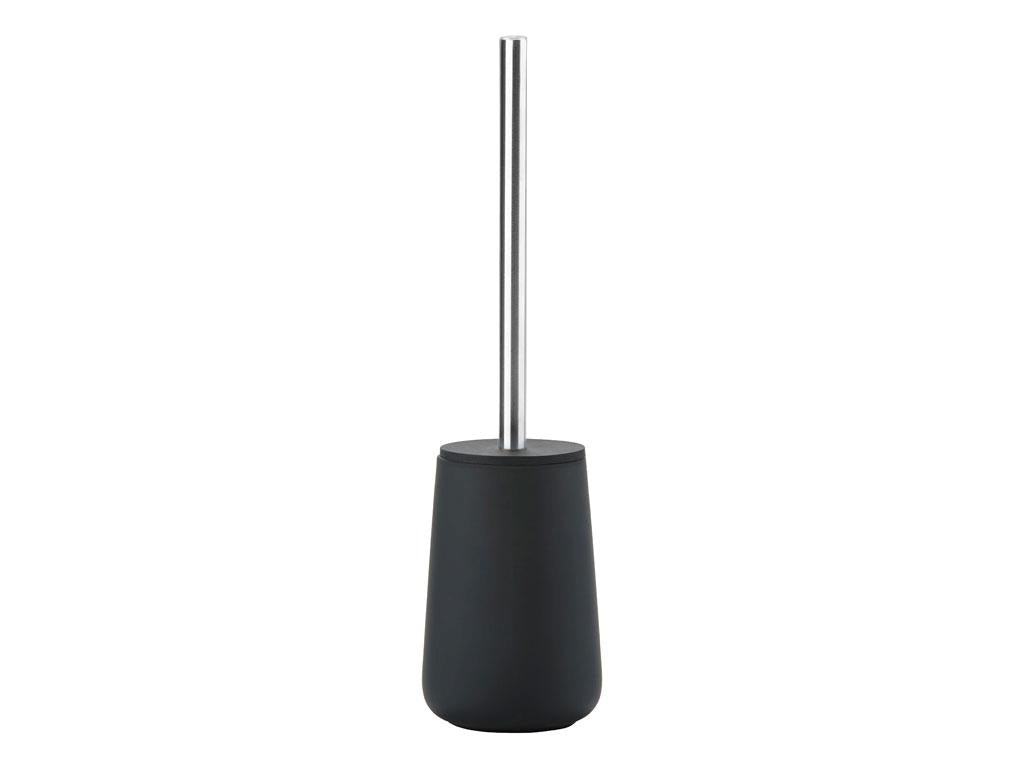 Zone Denmark WC-Bürstenset – Porzellan, Edelstahl, schwarz, Soft-Touch-Oberfläche, H 37 cm, Ø 10,3 cm