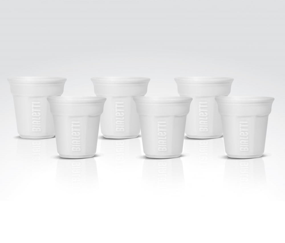 Bialetti Espressotasse Bicchierino – 6er Set, 90 ml, Porzellan, Weiss, spülmaschinenfest