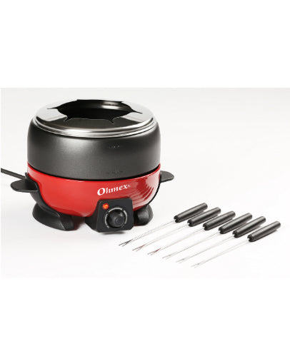 Ohmex Fondue-Set OHM-FND-1000G – Edelstahl, 2 l, 6 Personen, Netzbetrieb – schwarz/rot