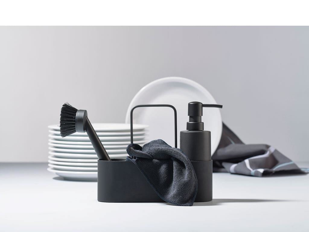 Zone Denmark Geschirrspül-Set 4-teilig, 6,9 × 22,4 × 19,3 cm, Silikon/Keramik, Schwarz