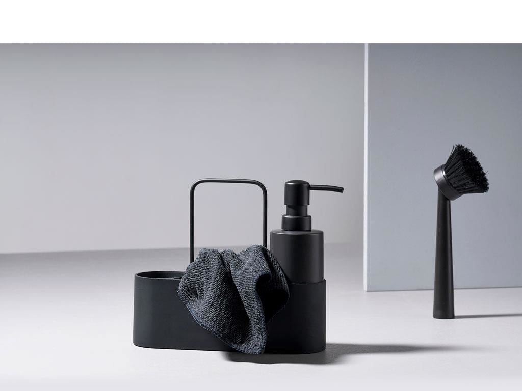 Zone Denmark Geschirrspül-Set 4-teilig, 6,9 × 22,4 × 19,3 cm, Silikon/Keramik, Schwarz