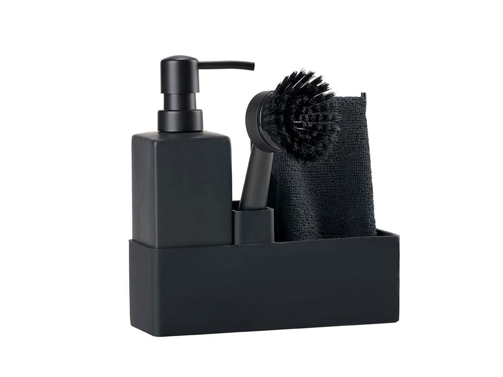 Zone Denmark Geschirrspül-Set 19 × 6 × 20,5 cm, Silikon/Keramik, Schwarz