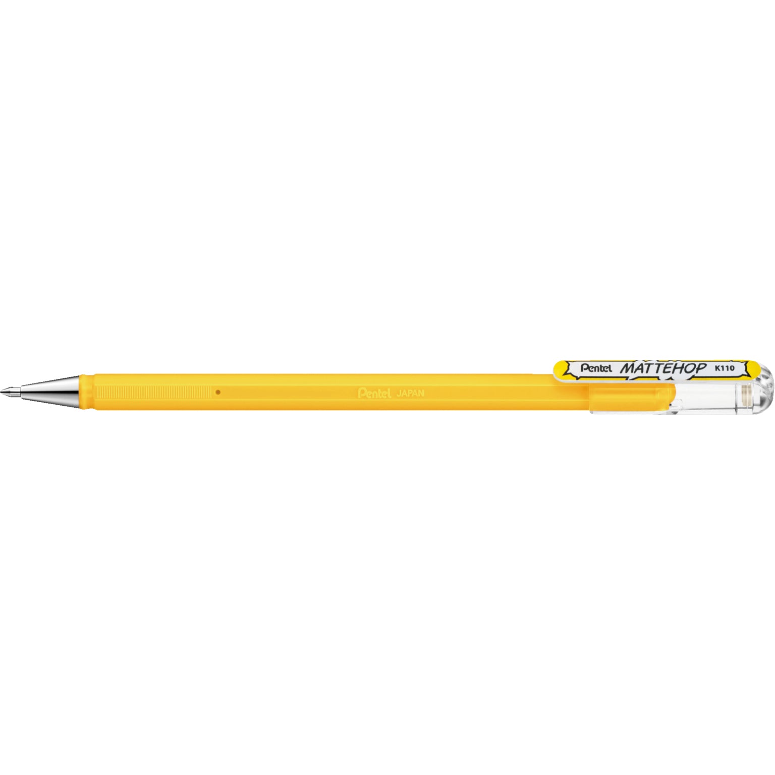 Pentel Mattehop Gelschreiber, Kappe – Gelb, Spitze 1 mm, Wasserfest, 1 Stk.