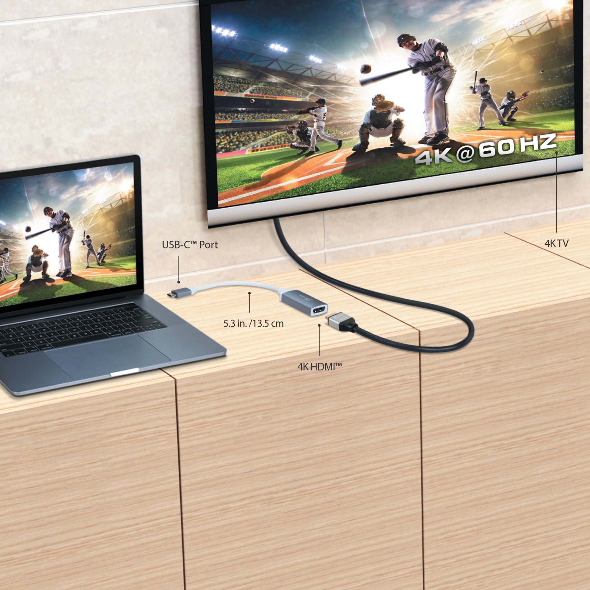 j5create JCA153G-N USB-C zu HDMI Adapter – 4K (3840 × 2160) @ 60 Hz, 14,5 cm, HDMI 2.0