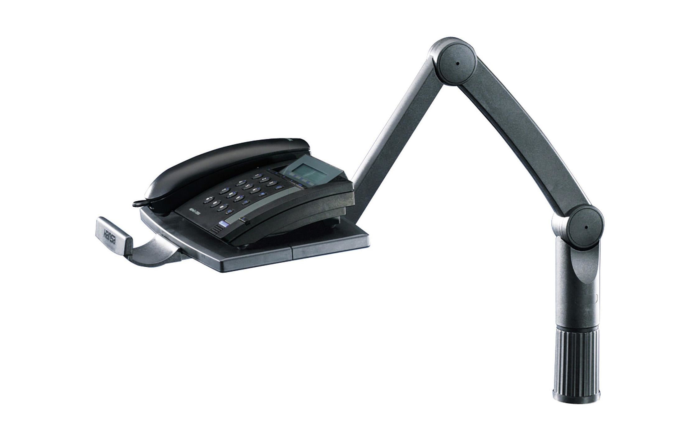 Hansa Telefonhalter/Schwenkarm für Telefone – Tragkraft 3 kg, Ausladung 425–657 mm, schwarz