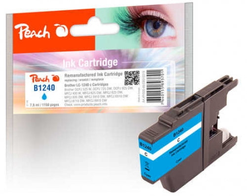 Peach LC-1240c Cyan Tintenpatrone (Kompatibel) – 1'150 Seiten – für Brother DCP-J 525W/725DW/925DW