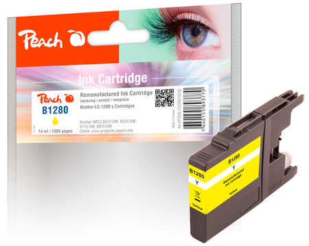Peach LC-1280XL Gelbe Tintenpatrone (Kompatibel) – 1'635 Seiten – für Brother MFC-J 5910/6510/6710 …