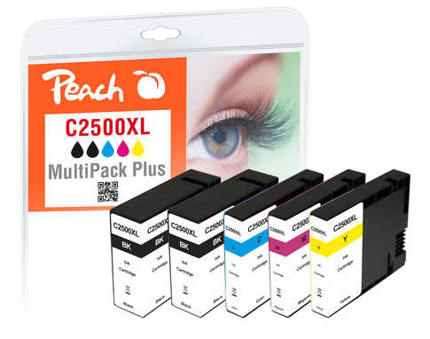 Peach Tintenpatronen-Multipack PGI-2500, 2×76 ml + 3×25 ml – für Canon Maxify MB 5050, MB 5150, MB 5450
